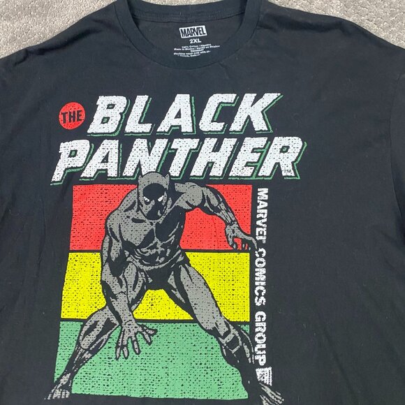 Black Panther T Shirt Men's 2XL Black Marvel Comics XXL - Picture 2 of 7